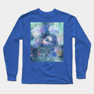 Blue Eyes and Winter Flowers Long Sleeve T-Shirt